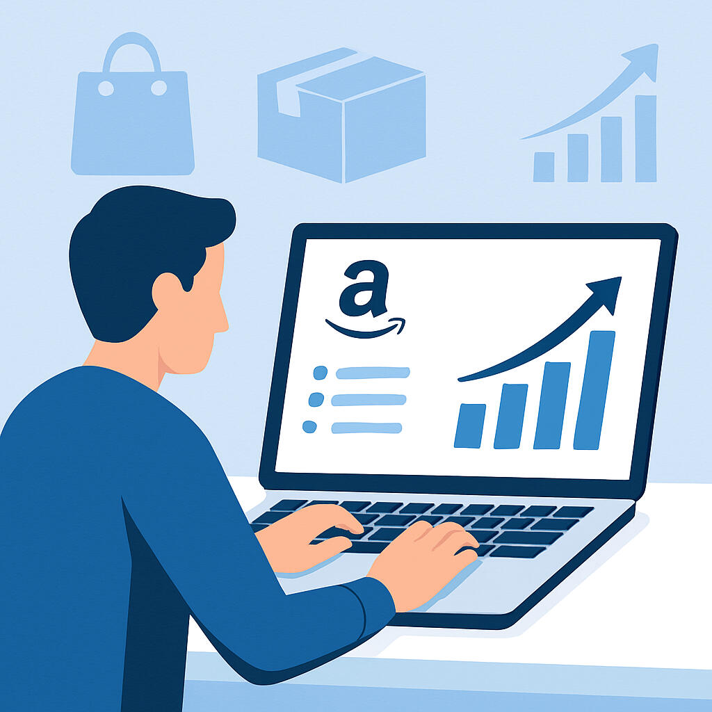 Experto en Amazon trabajando en la optimización de una cuenta seller